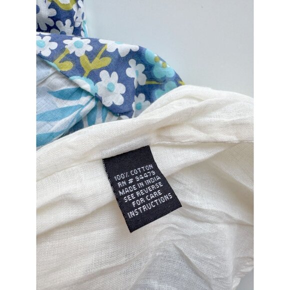 Vintage 00's MAGIC Blue Green Yellow Floral Cotton Voile Maxi Dress, Size M - Picture 12 of 13